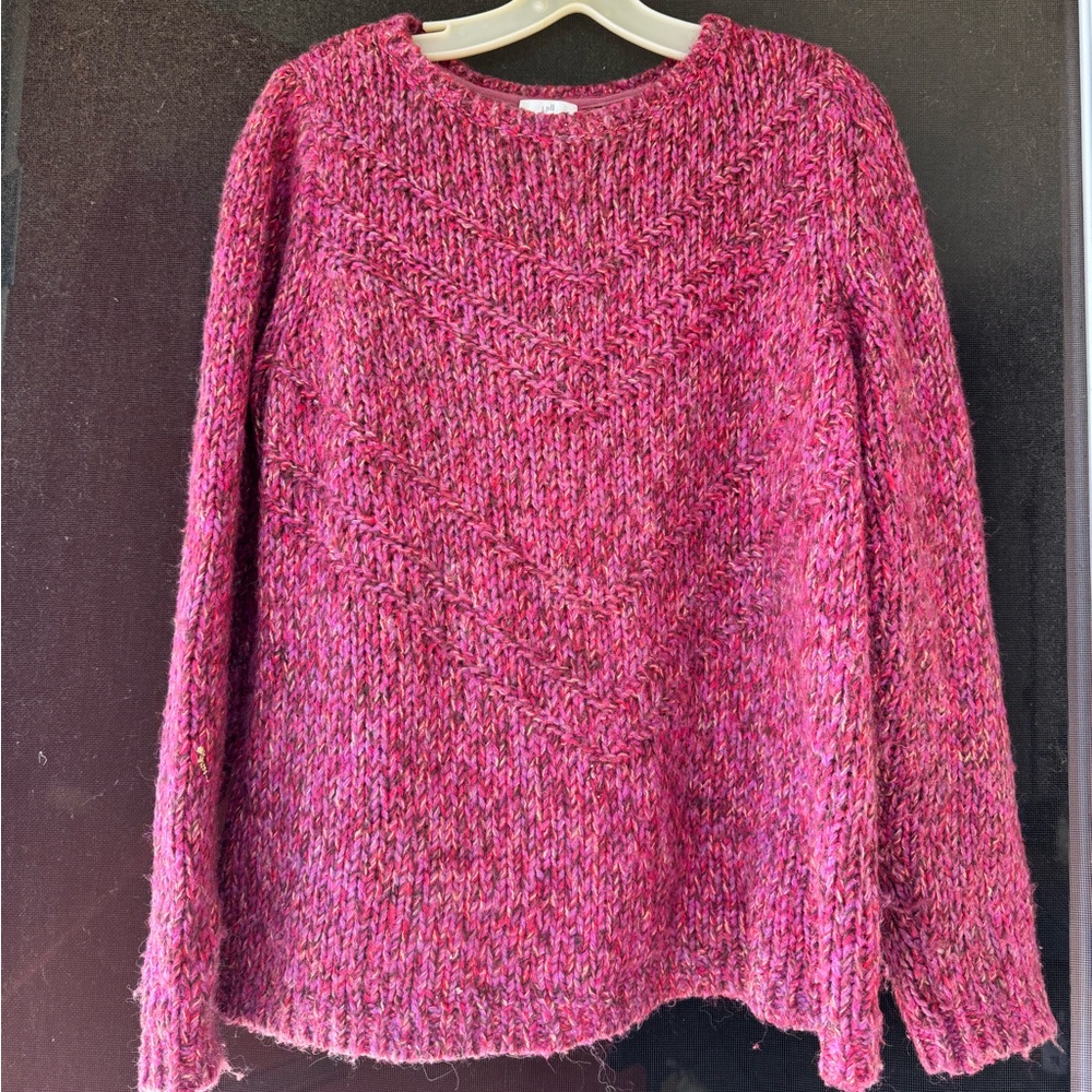 J.Jill Pink Chunky Knit Sweater Cozy Textured Soft Relaxed Fit